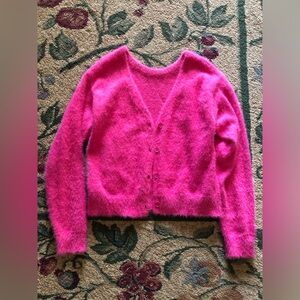 SHEIN Vibrant Pink Fuzzy Cardigan